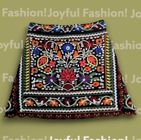 Lulus Dresses & Skirts - Lulus Embroidered Boho Bohemian Floral Multicolor Skirt Size XS